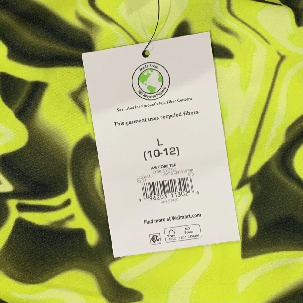 Athletic Works Boys Short Sleeve Core Tee Large 10-12 New with Tags Citrus Mesh